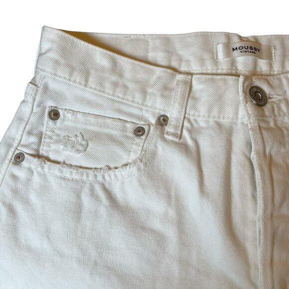 MOUSSY VINTAGE Howa Size 26 White Cut Off Shorts Distressed Button Fly Selvedge - Picture 2 of 13